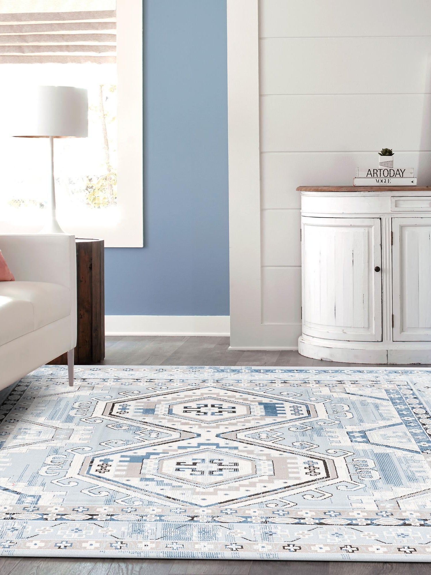 Aqua Blue 4' 1 x 4' 1 Charlotte Square Area Rug 100% Polypropylene With Jute Backing Traditional Classical Durable Carpet for Living Dining Office Rooms for Sale at Rug Engine