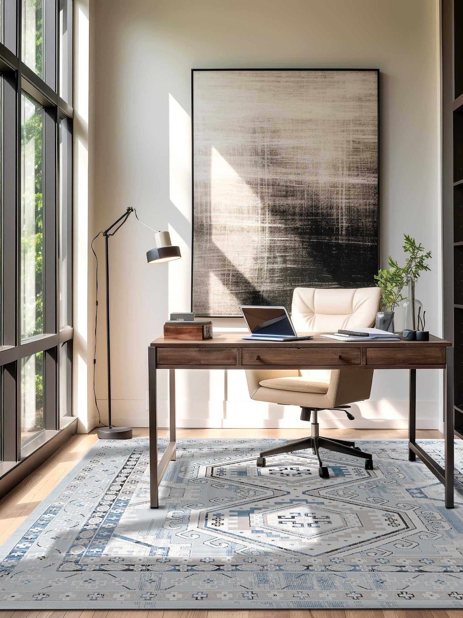 Aqua Blue 4' 1 x 4' 1 Charlotte Square Area Rug 100% Polypropylene With Jute Backing Traditional Classical Durable Carpet for Living Dining Office Rooms for Sale at Rug Engine