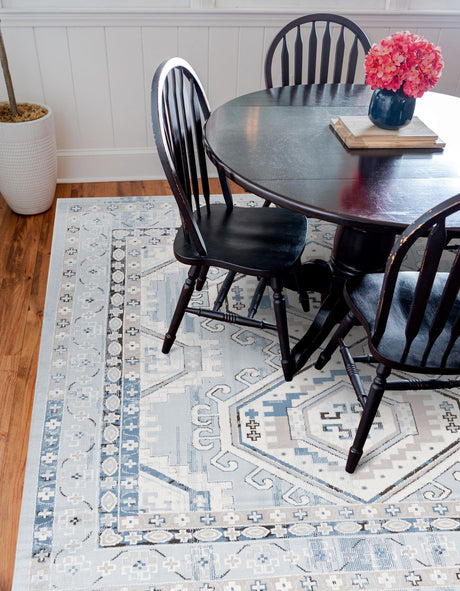 Aqua Blue 4' 1 x 4' 1 Charlotte Square Area Rug 100% Polypropylene With Jute Backing Traditional Classical Durable Carpet for Living Dining Office Rooms for Sale at Rug Engine