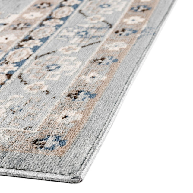 Aqua Blue 5' 3 x 5' 3 Charlotte Square Area Rug 100% Polypropylene With Jute Backing Traditional Classical Durable Carpet for Living Dining Office Rooms for Sale at Rug Engine