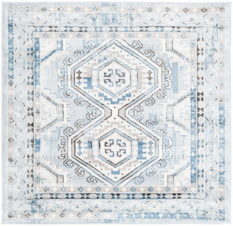 Aqua Blue 4' 1 x 4' 1 Charlotte Square Area Rug 100% Polypropylene With Jute Backing Traditional Classical Durable Carpet for Living Dining Office Rooms for Sale at Rug Engine