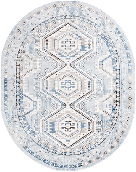 Aqua Blue 7' 10 x 10' Charlotte Oval Area Rug 100% Polypropylene With Jute Backing Traditional Classical Durable Carpet for Living Dining Office Rooms for Sale at Rug Engine