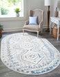 Aqua Blue 5' 3 x 8' Charlotte Oval Area Rug 100% Polypropylene With Jute Backing Traditional Classical Durable Carpet for Living Dining Office Rooms for Sale at Rug Engine