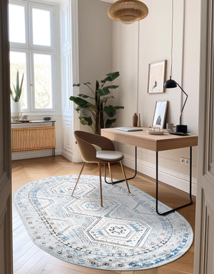 Aqua Blue 7' 10 x 10' Charlotte Oval Area Rug 100% Polypropylene With Jute Backing Traditional Classical Durable Carpet for Living Dining Office Rooms for Sale at Rug Engine