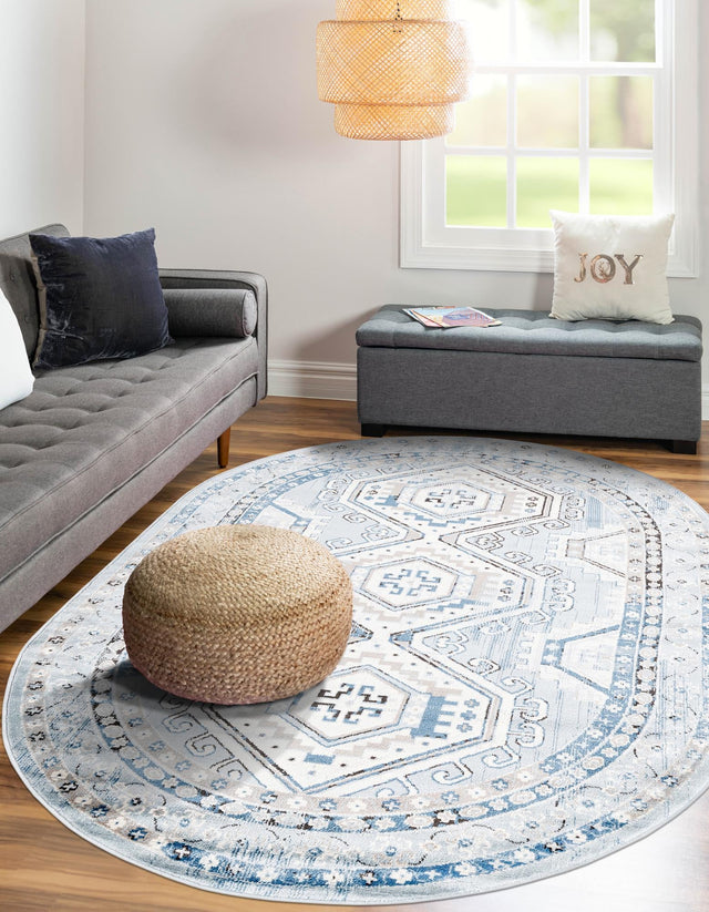 Aqua Blue 7' 10 x 10' Charlotte Oval Area Rug 100% Polypropylene With Jute Backing Traditional Classical Durable Carpet for Living Dining Office Rooms for Sale at Rug Engine