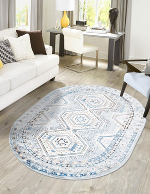 Aqua Blue 7' 10 x 10' Charlotte Oval Area Rug 100% Polypropylene With Jute Backing Traditional Classical Durable Carpet for Living Dining Office Rooms for Sale at Rug Engine