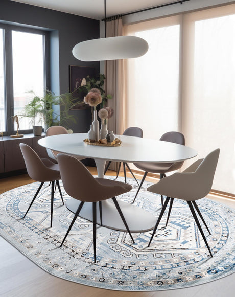 Aqua Blue 7' 10 x 10' Charlotte Oval Area Rug 100% Polypropylene With Jute Backing Traditional Classical Durable Carpet for Living Dining Office Rooms for Sale at Rug Engine