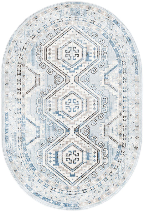 Aqua Blue 4' 1 x 6' 1 Charlotte Oval Area Rug 100% Polypropylene With Jute Backing Traditional Classical Durable Carpet for Living Dining Office Rooms for Sale at Rug Engine