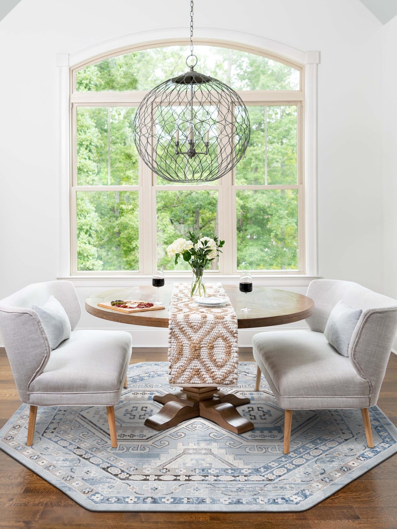 Aqua Blue 7' 10 x 7' 10 Charlotte Octagon Area Rug 100% Polypropylene With Jute Backing Traditional Classical Durable Carpet for Living Dining Office Rooms for Sale at Rug Engine