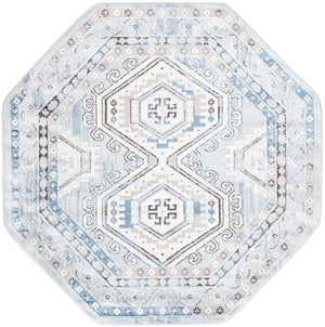 Aqua Blue 5' 3 x 5' 3 Charlotte Octagon Area Rug 100% Polypropylene With Jute Backing Traditional Classical Durable Carpet for Living Dining Office Rooms for Sale at Rug Engine