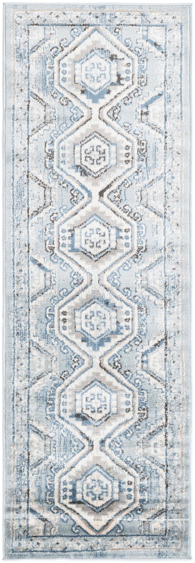 Aqua Blue 2' x 6' 1 Charlotte Runner Area Rug 100% Polypropylene With Jute Backing Traditional Classical Durable Carpet for Living Dining Office Rooms for Sale at Rug Engine
