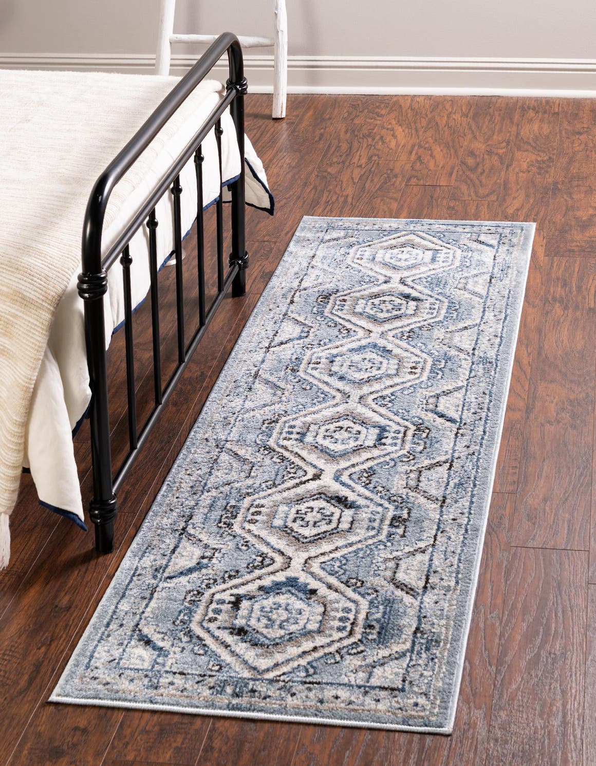 Aqua Blue 3' 1 x 13' 1 Charlotte Runner Area Rug 100% Polypropylene With Jute Backing Traditional Classical Durable Carpet for Living Dining Office Rooms for Sale at Rug Engine