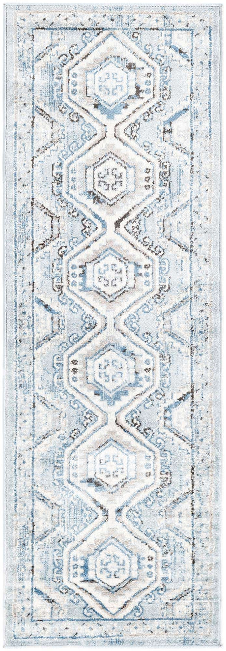 Aqua Blue 2' x 6' 1 Charlotte Runner Area Rug 100% Polypropylene With Jute Backing Traditional Classical Durable Carpet for Living Dining Office Rooms for Sale at Rug Engine