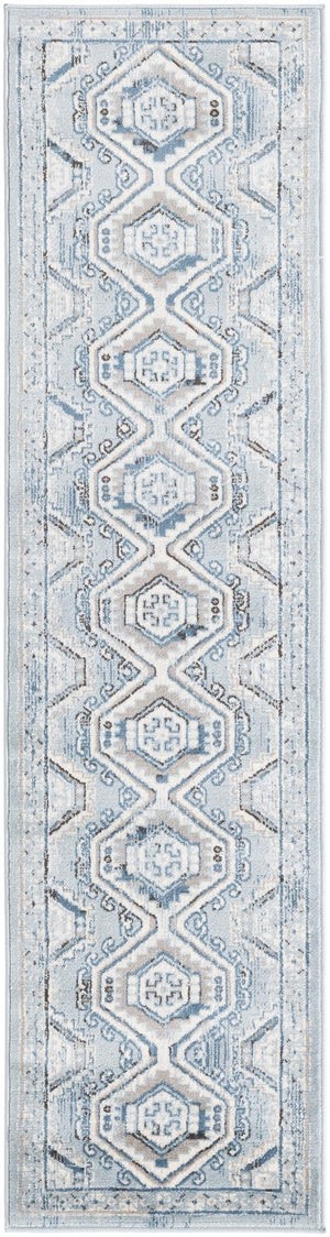 Aqua Blue 2' x 8' Charlotte Runner Area Rug 100% Polypropylene With Jute Backing Traditional Classical Durable Carpet for Living Dining Office Rooms for Sale at Rug Engine