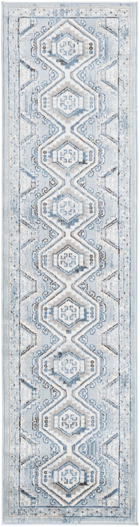 Aqua Blue 2' x 8' Charlotte Runner Area Rug 100% Polypropylene With Jute Backing Traditional Classical Durable Carpet for Living Dining Office Rooms for Sale at Rug Engine