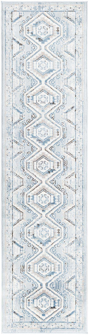 Aqua Blue 2' x 8' Charlotte Runner Area Rug 100% Polypropylene With Jute Backing Traditional Classical Durable Carpet for Living Dining Office Rooms for Sale at Rug Engine