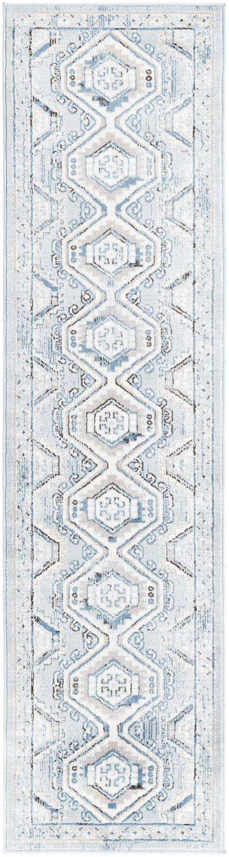 Aqua Blue 2' x 8' Charlotte Runner Area Rug 100% Polypropylene With Jute Backing Traditional Classical Durable Carpet for Living Dining Office Rooms for Sale at Rug Engine