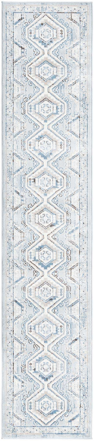 Aqua Blue 2' x 10' Charlotte Runner Area Rug 100% Polypropylene With Jute Backing Traditional Classical Durable Carpet for Living Dining Office Rooms for Sale at Rug Engine