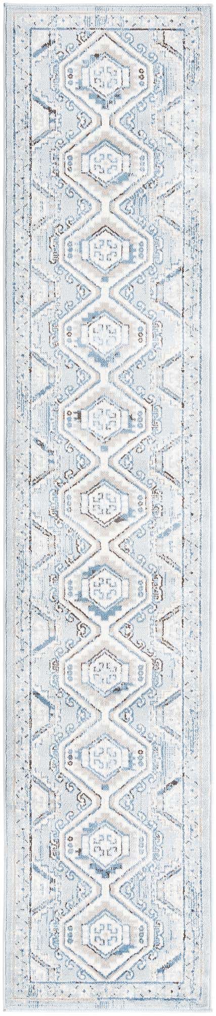 Aqua Blue 2' x 10' Charlotte Runner Area Rug 100% Polypropylene With Jute Backing Traditional Classical Durable Carpet for Living Dining Office Rooms for Sale at Rug Engine