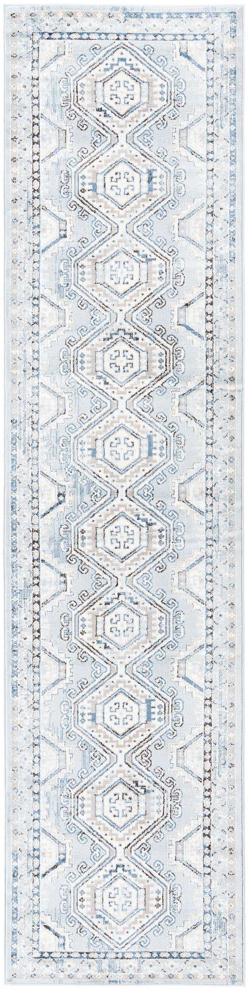 Aqua Blue 3' 1 x 13' 1 Charlotte Runner Area Rug 100% Polypropylene With Jute Backing Traditional Classical Durable Carpet for Living Dining Office Rooms for Sale at Rug Engine