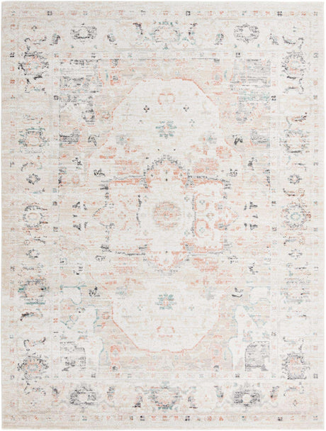 Ivory 9' x 12' Madeline Vintage Rectangle Area Rug 100% Polypropylene Distressed Traditional Carpet for Classic Interior Home Design for Sale at Rug Engine