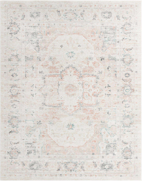 Ivory 7' 10 x 10' Madeline Vintage Rectangle Area Rug 100% Polypropylene Distressed Traditional Carpet for Classic Interior Home Design for Sale at Rug Engine