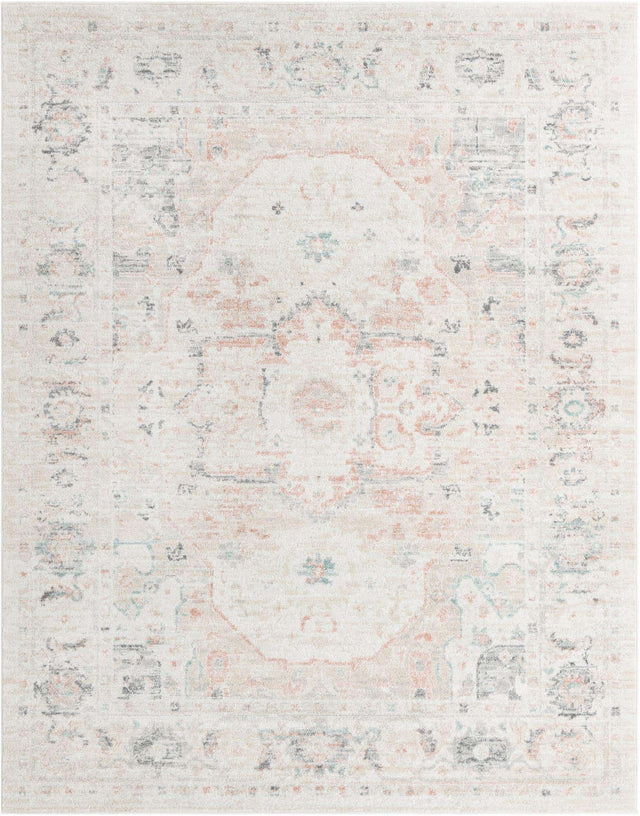Ivory 7' 10 x 10' Madeline Vintage Rectangle Area Rug 100% Polypropylene Distressed Traditional Carpet for Classic Interior Home Design for Sale at Rug Engine