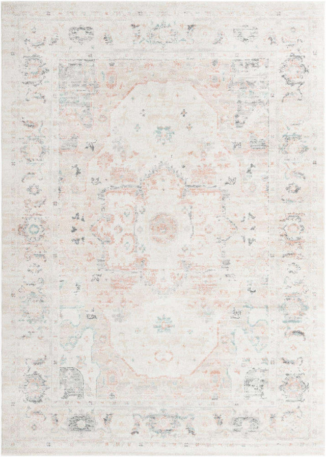 Ivory 7' x 10' Madeline Vintage Rectangle Area Rug 100% Polypropylene Distressed Traditional Carpet for Classic Interior Home Design for Sale at Rug Engine