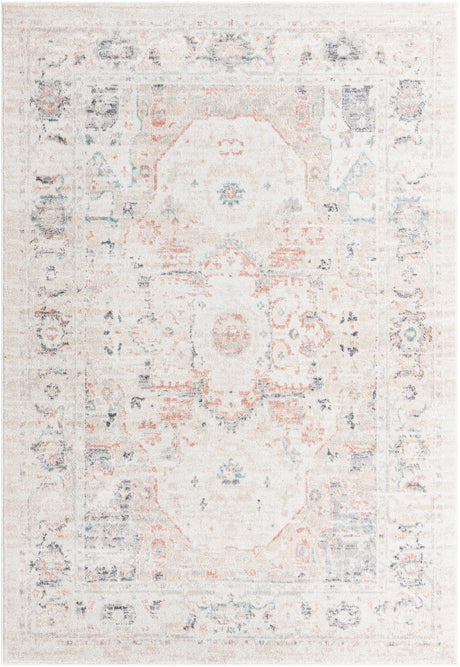Ivory 6' x 9' Madeline Vintage Rectangle Area Rug 100% Polypropylene Distressed Traditional Carpet for Classic Interior Home Design for Sale at Rug Engine