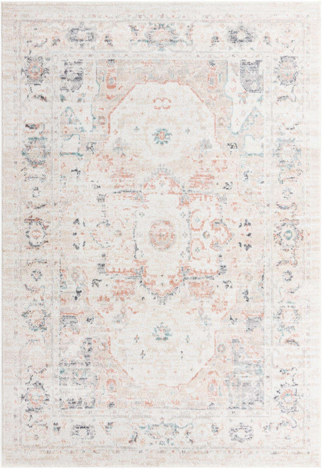 Ivory 6' x 9' Madeline Vintage Rectangle Area Rug 100% Polypropylene Distressed Traditional Carpet for Classic Interior Home Design for Sale at Rug Engine