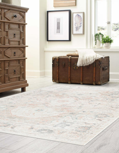 Ivory 4' x 6' Madeline Vintage Rectangle Area Rug 100% Polypropylene Distressed Traditional Carpet for Classic Interior Home Design for Sale at Rug Engine