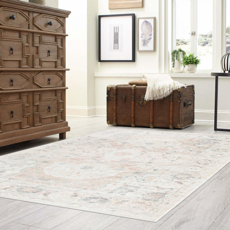 Ivory 9' x 12' Madeline Vintage Rectangle Area Rug 100% Polypropylene Distressed Traditional Carpet for Classic Interior Home Design for Sale at Rug Engine