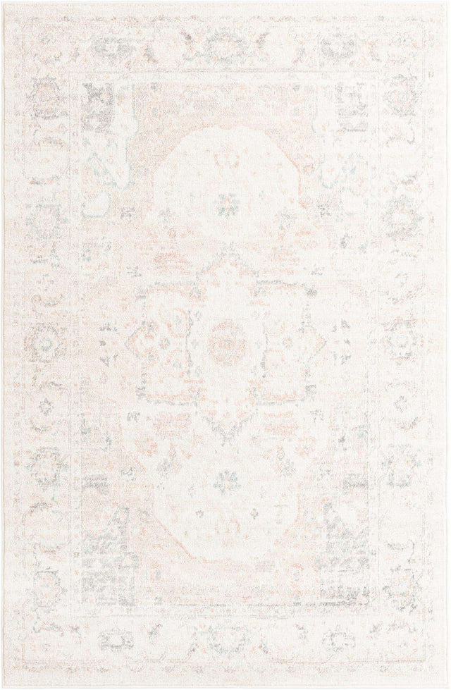 Ivory 5' 3 x 8' Madeline Vintage Rectangle Area Rug 100% Polypropylene Distressed Traditional Carpet for Classic Interior Home Design for Sale at Rug Engine