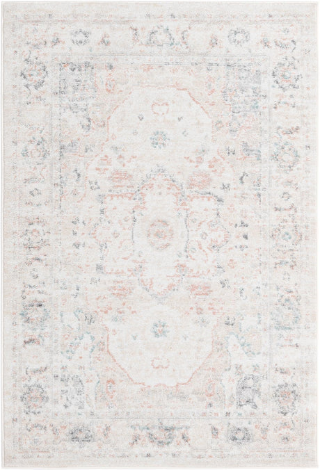 Ivory 4' x 6' Madeline Vintage Rectangle Area Rug 100% Polypropylene Distressed Traditional Carpet for Classic Interior Home Design for Sale at Rug Engine