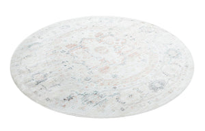 Ivory 7' 10 x 7' 10 Madeline Vintage Round Area Rug 100% Polypropylene Distressed Traditional Carpet for Classic Interior Home Design for Sale at Rug Engine