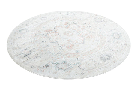 Ivory 7' 10 x 7' 10 Madeline Vintage Round Area Rug 100% Polypropylene Distressed Traditional Carpet for Classic Interior Home Design for Sale at Rug Engine
