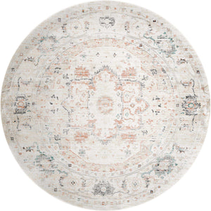 Ivory 7' 10 x 7' 10 Madeline Vintage Round Area Rug 100% Polypropylene Distressed Traditional Carpet for Classic Interior Home Design for Sale at Rug Engine