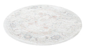Ivory 5' 3 x 5' 3 Madeline Vintage Round Area Rug 100% Polypropylene Distressed Traditional Carpet for Classic Interior Home Design for Sale at Rug Engine