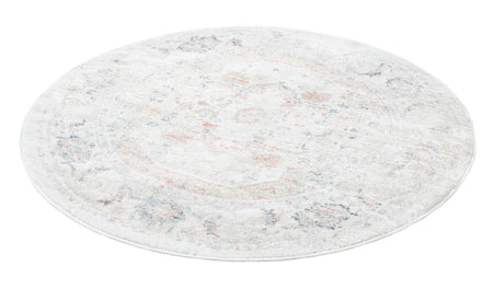 Ivory 5' 3 x 5' 3 Madeline Vintage Round Area Rug 100% Polypropylene Distressed Traditional Carpet for Classic Interior Home Design for Sale at Rug Engine