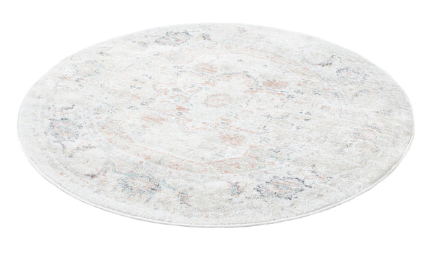 Ivory 5' 3 x 5' 3 Madeline Vintage Round Area Rug 100% Polypropylene Distressed Traditional Carpet for Classic Interior Home Design for Sale at Rug Engine