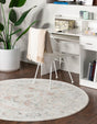Ivory 7' 1 x 7' 1 Madeline Vintage Round Area Rug 100% Polypropylene Distressed Traditional Carpet for Classic Interior Home Design for Sale at Rug Engine
