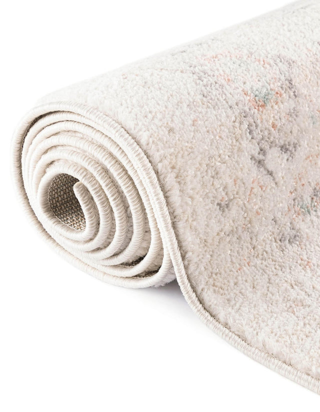 Ivory 3' x 3' Madeline Vintage Round Area Rug 100% Polypropylene Distressed Traditional Carpet for Classic Interior Home Design for Sale at Rug Engine