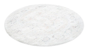 Ivory 5' 3 x 5' 3 Madeline Vintage Round Area Rug 100% Polypropylene Distressed Traditional Carpet for Classic Interior Home Design for Sale at Rug Engine