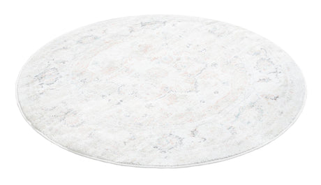 Ivory 5' 3 x 5' 3 Madeline Vintage Round Area Rug 100% Polypropylene Distressed Traditional Carpet for Classic Interior Home Design for Sale at Rug Engine