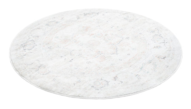 Ivory 5' 3 x 5' 3 Madeline Vintage Round Area Rug 100% Polypropylene Distressed Traditional Carpet for Classic Interior Home Design for Sale at Rug Engine