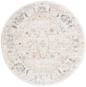 Ivory 3' x 3' Madeline Vintage Round Area Rug 100% Polypropylene Distressed Traditional Carpet for Classic Interior Home Design for Sale at Rug Engine