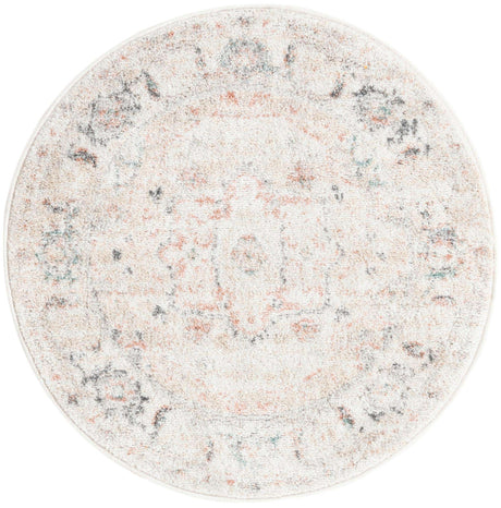 Ivory 3' x 3' Madeline Vintage Round Area Rug 100% Polypropylene Distressed Traditional Carpet for Classic Interior Home Design for Sale at Rug Engine
