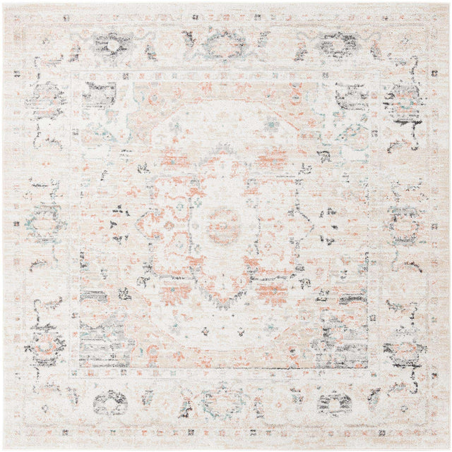 Ivory 7' 10 x 7' 10 Madeline Vintage Square Area Rug 100% Polypropylene Distressed Traditional Carpet for Classic Interior Home Design for Sale at Rug Engine