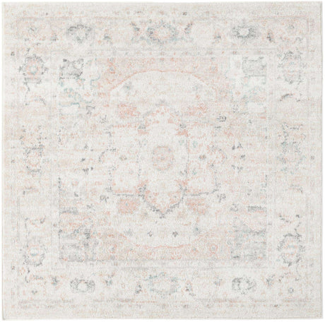 Ivory 5' 3 x 5' 3 Madeline Vintage Square Area Rug 100% Polypropylene Distressed Traditional Carpet for Classic Interior Home Design for Sale at Rug Engine