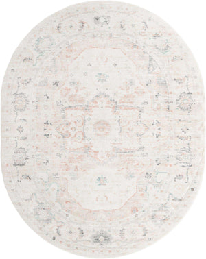 Ivory 7' 10 x 10' Madeline Vintage Oval Area Rug 100% Polypropylene Distressed Traditional Carpet for Classic Interior Home Design for Sale at Rug Engine